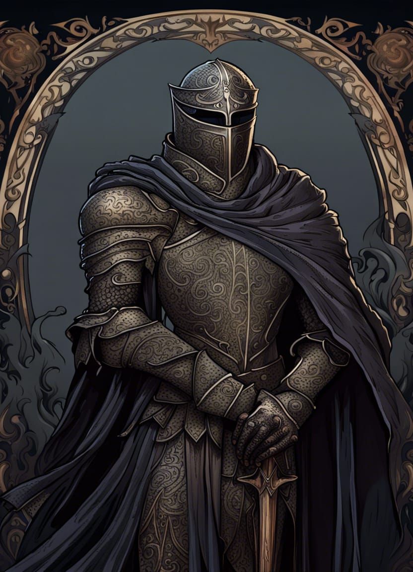 Art Nouveau Knight in Dark Fantasy Style