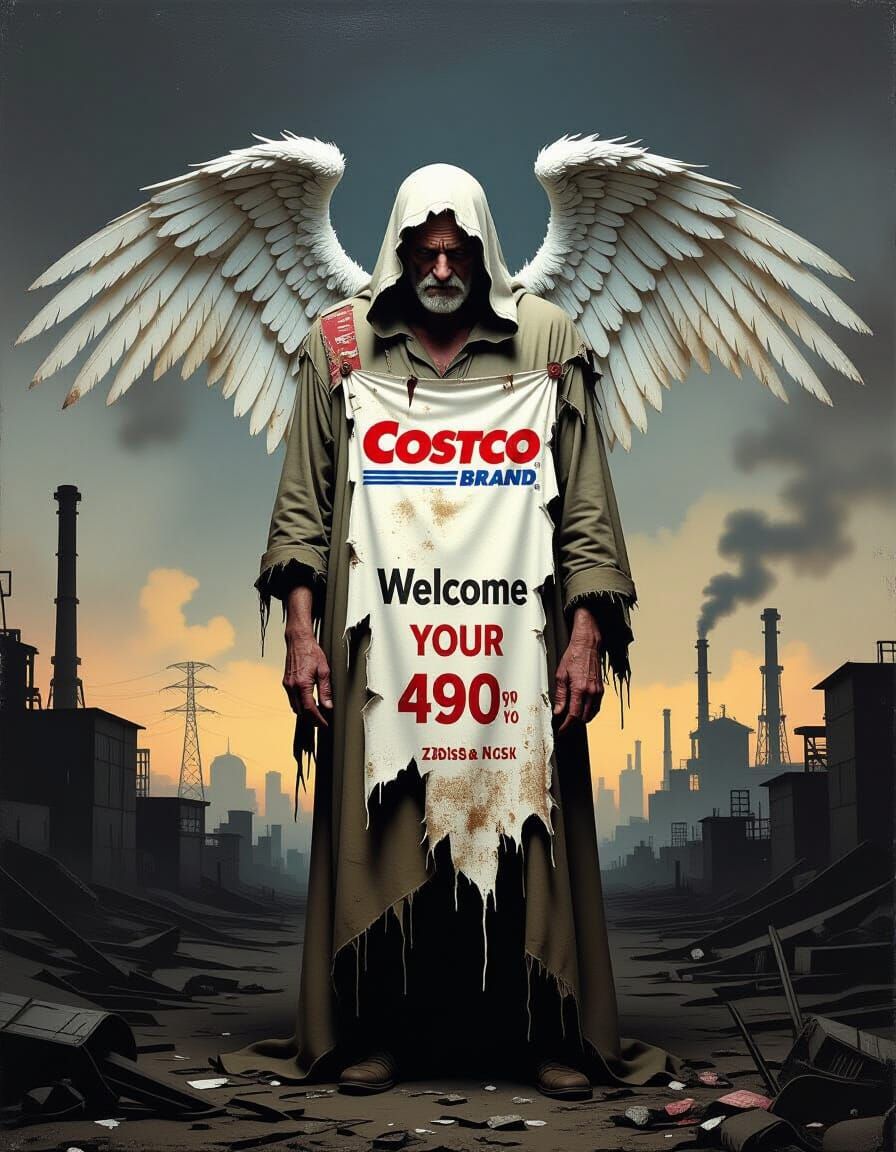 Fallen Angel in Desolate Industrial Wasteland