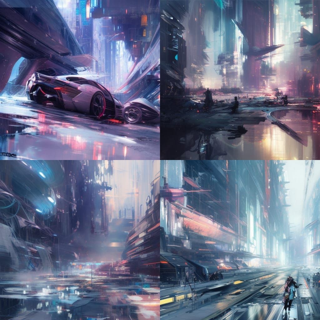 Robot in Futuristic Cityscape, Digital Illustration