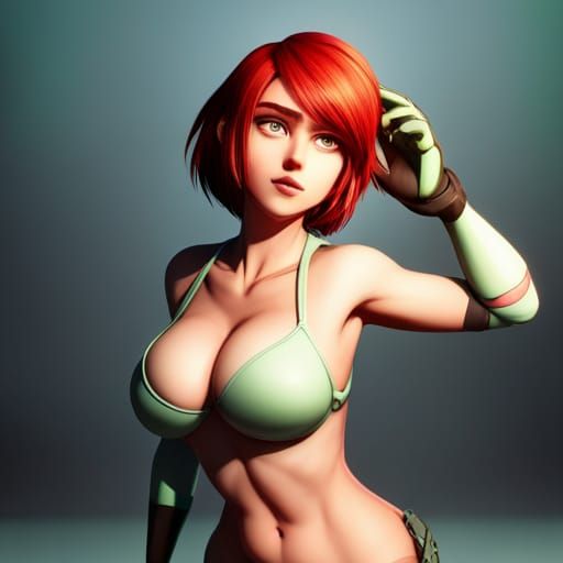 Anime Woman in Cage: 3D Digital Art
