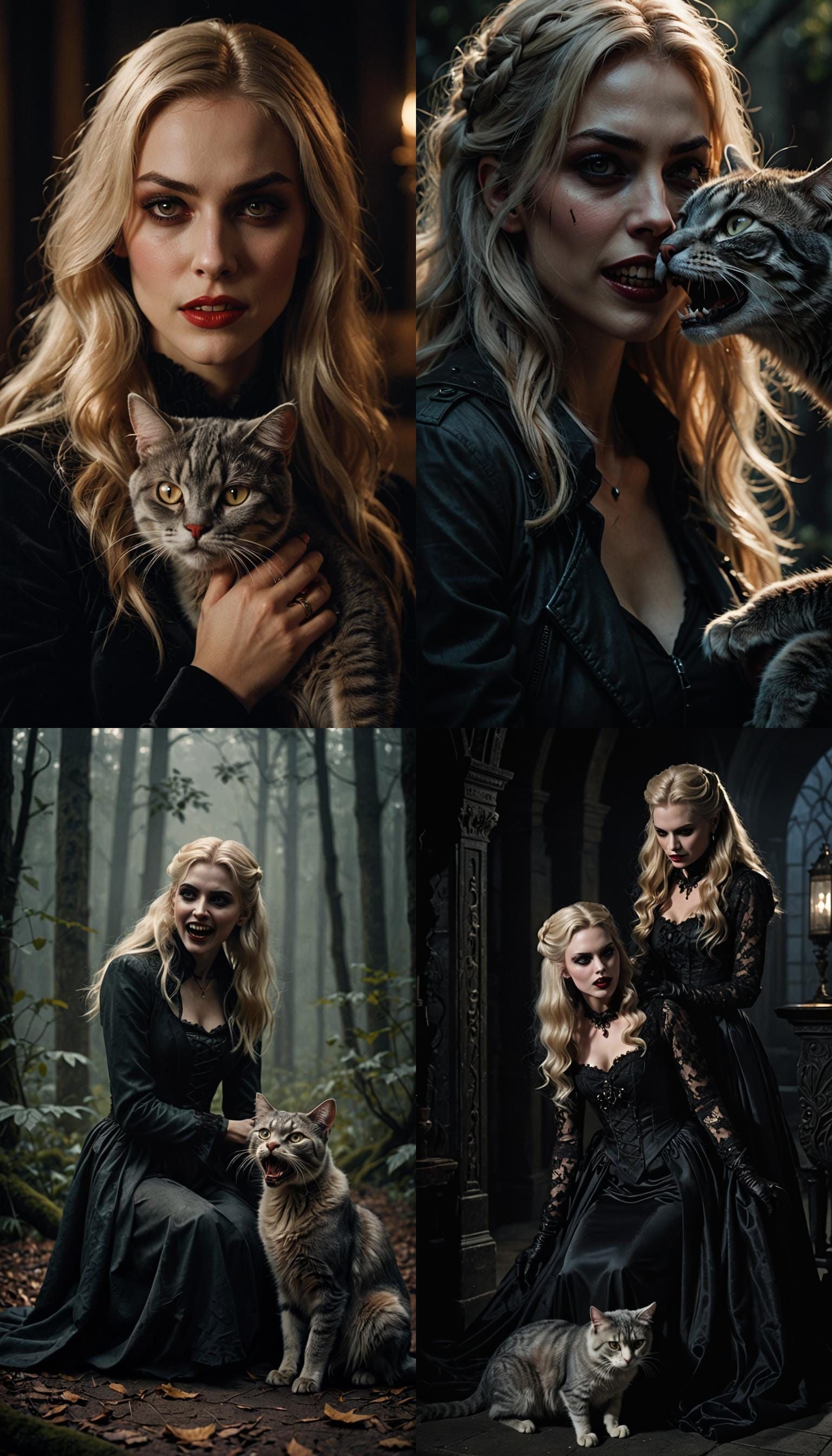 Vampire Caressing Cat: Cinematic Film Still