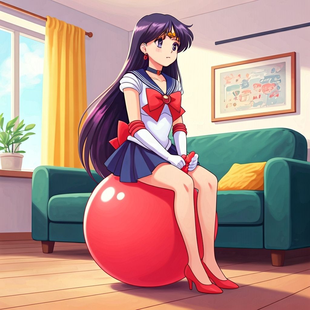 Sailor Mars Bouncing on Hopper Ball in Anime Style