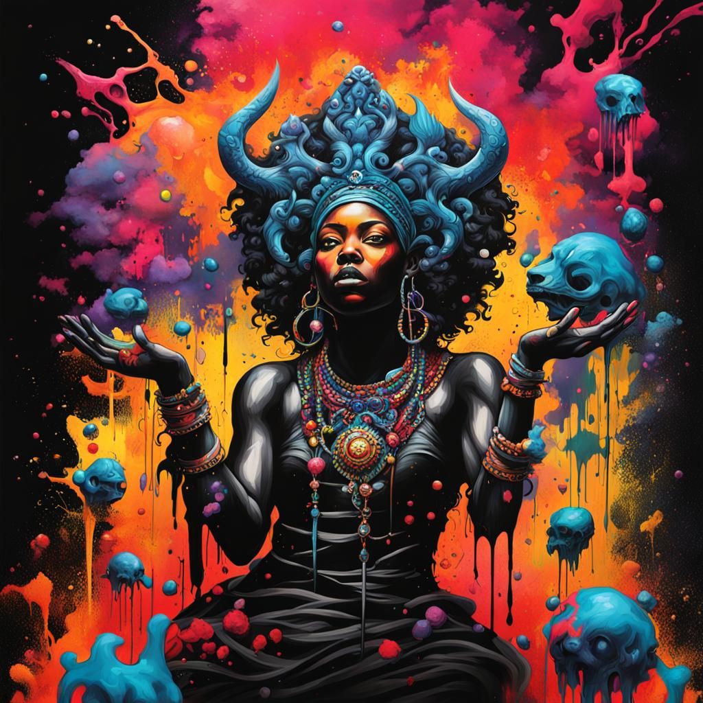 Black Goddess Freeing Demons: Graffiti Art