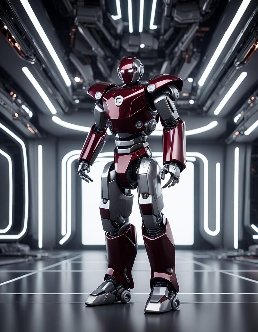 Robot Man at Christmas Event in Sci-Fi Style