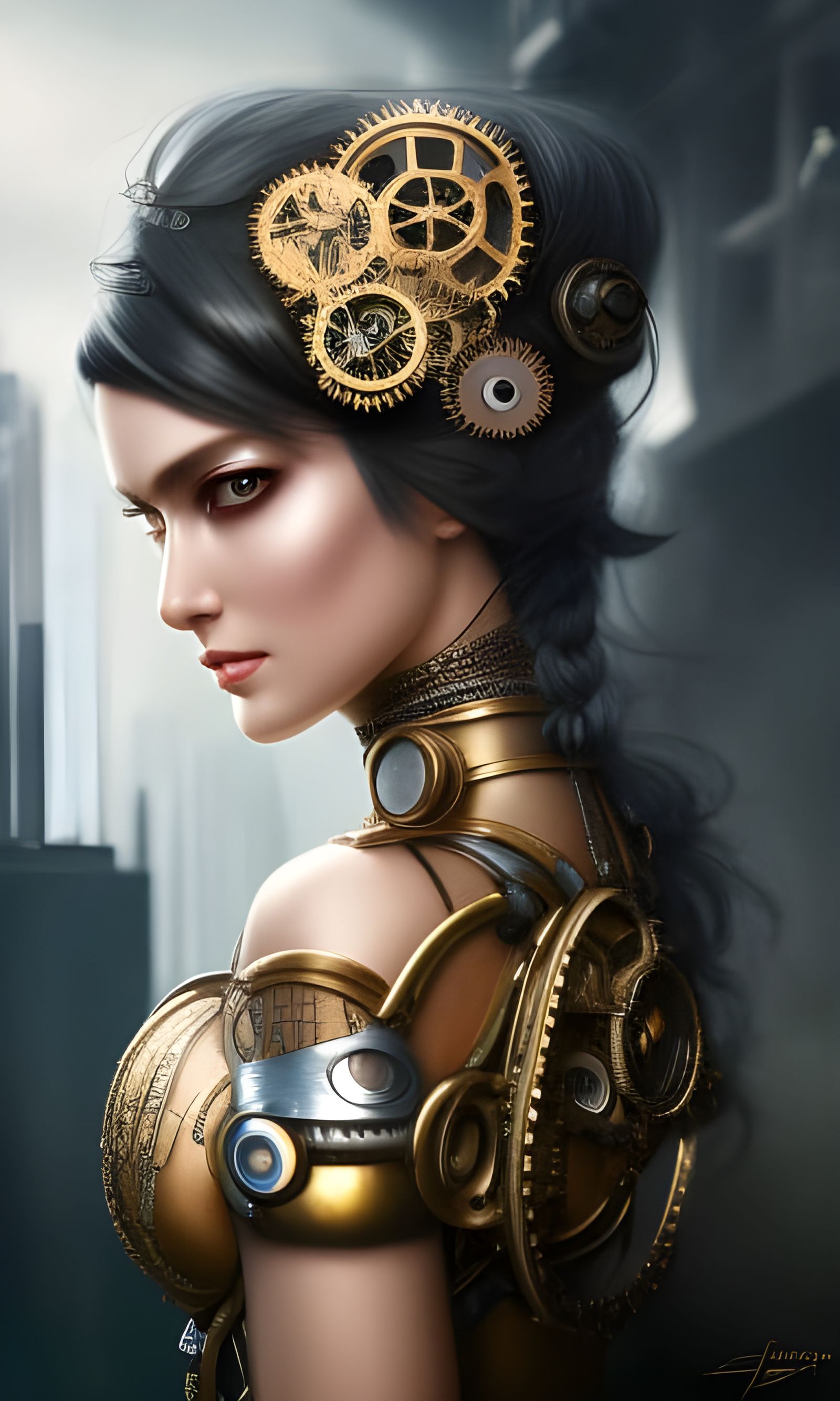 Steampunk Lady with Cogs and Metal Parts