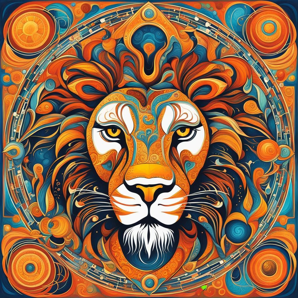 Abstract Leo Zodiac Art in Complementary Colors