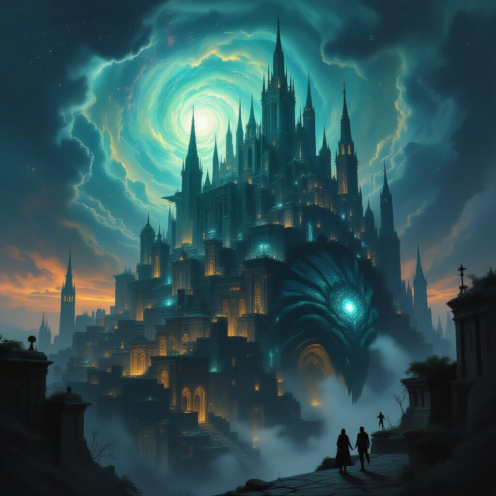 Ancient City on Giant Beast, Gothic & Organic Architecture