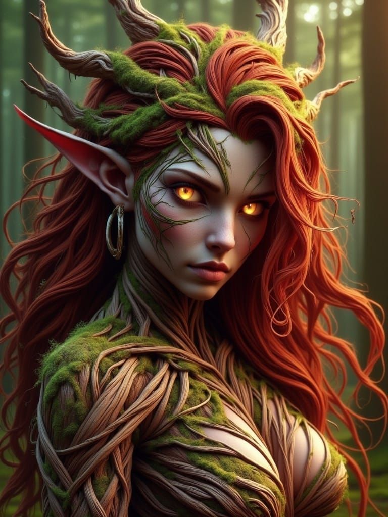 Beautiful Forest Spirit in Hyperdetailed Style