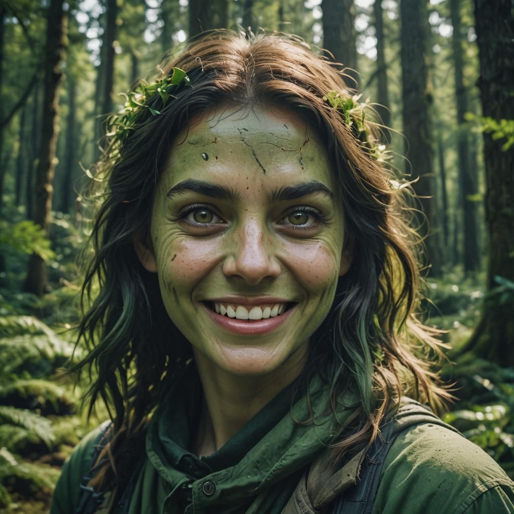 Hopeful Green-Eyed Girl in Cinematic Style