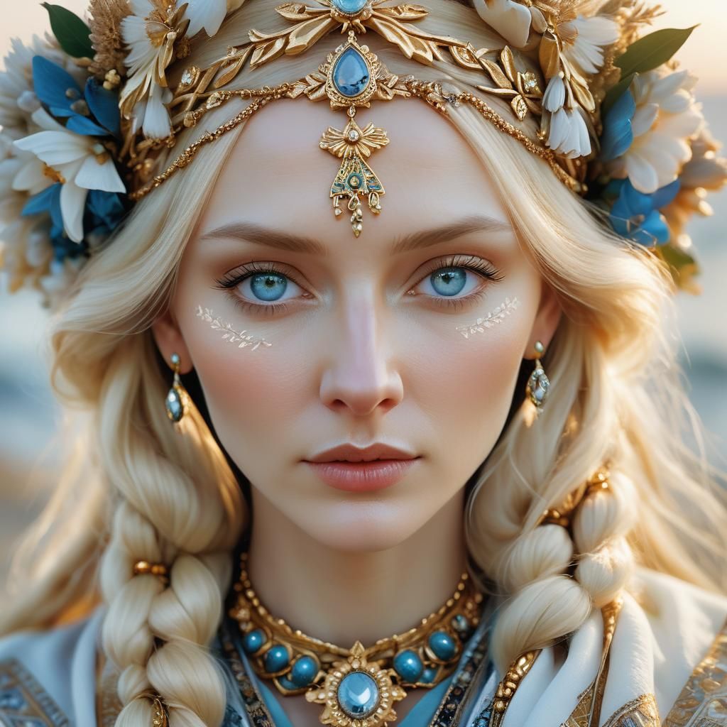 Captivating Portrait of Russian Beauty in Pre-Raphaelite Sty...