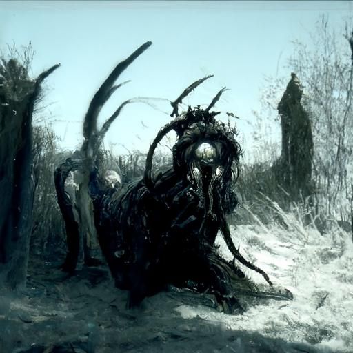 Terrifying Demon Garbed in Faces of the Damned