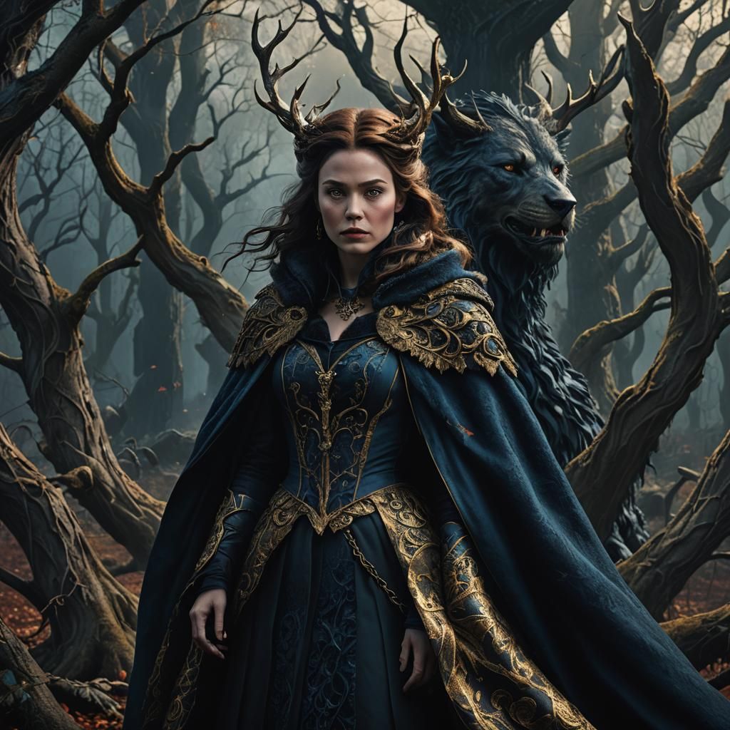 Dark Fantasy Belle in Ominous Forest