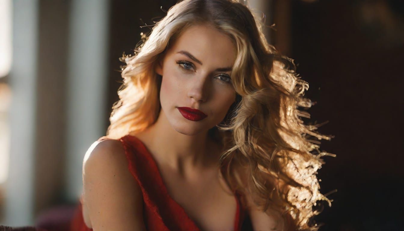 Glamorous Portrait of a Woman in Red Dress