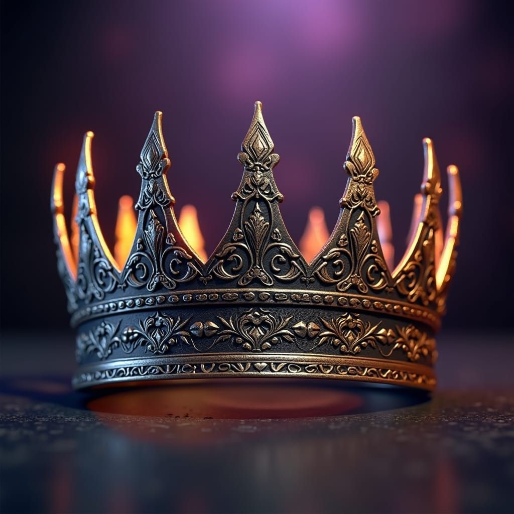 Majestic Iron Crown with Gothic and Modern Engravings