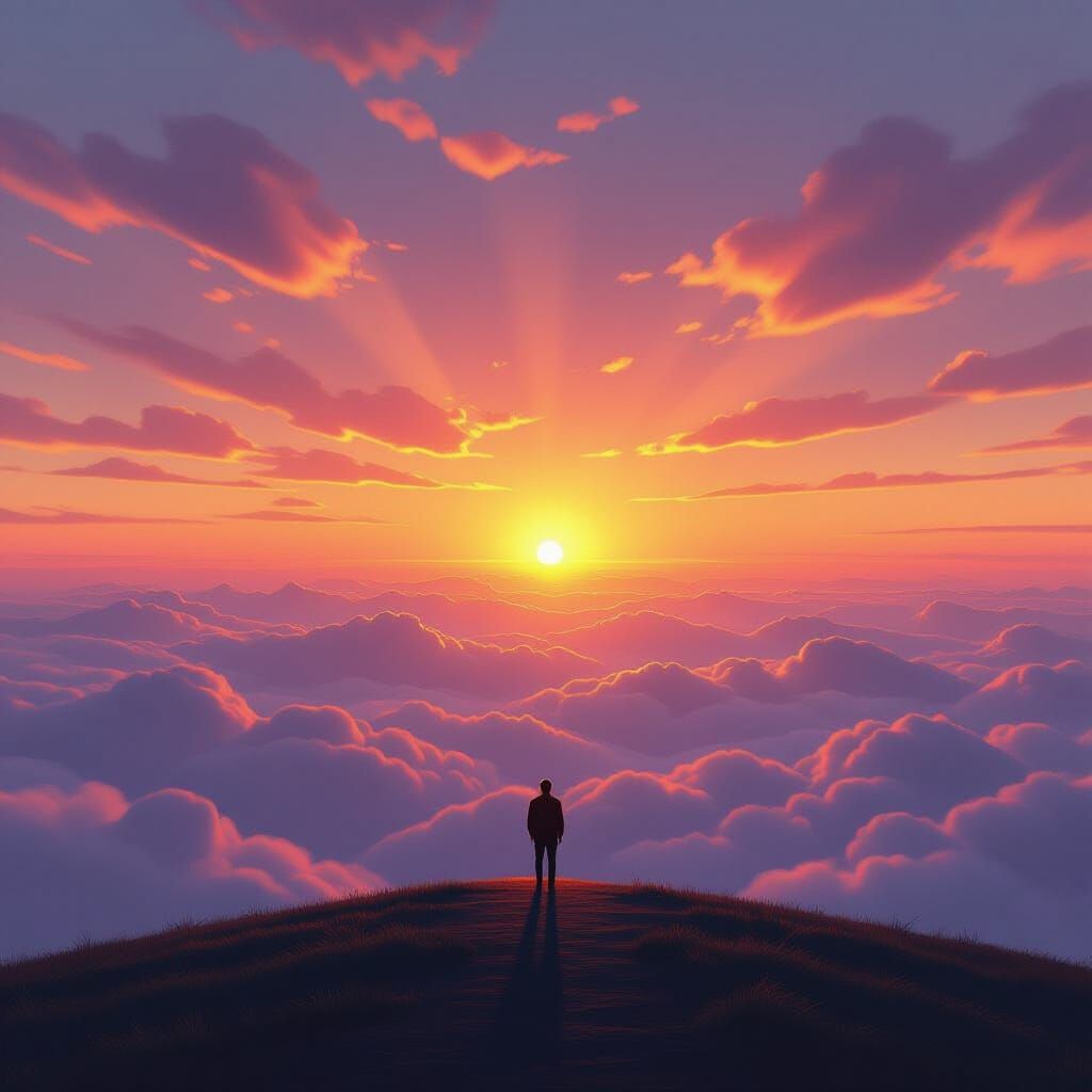 Radiant Sunrise Symbolizing Potential in Hyperrealist Digita...