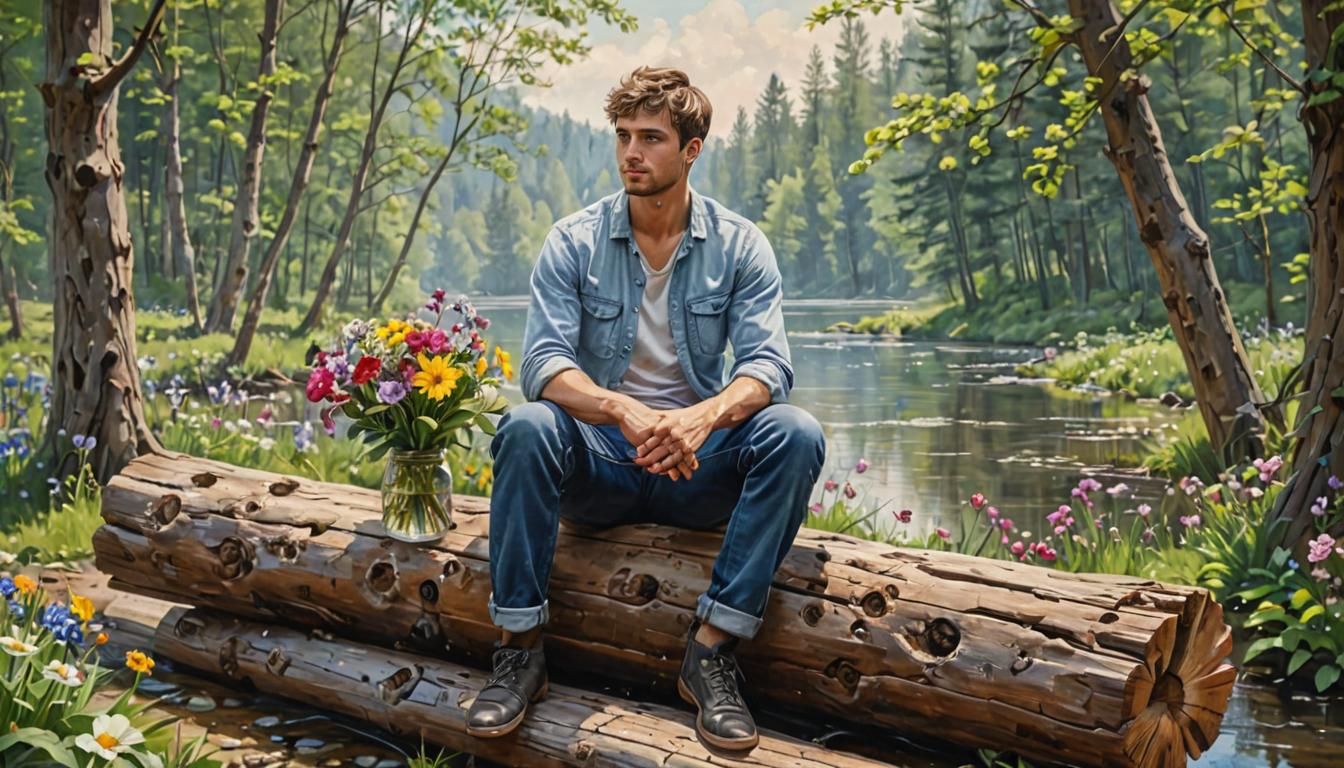 Young Man with Flowers, Ben Bocquelet Style