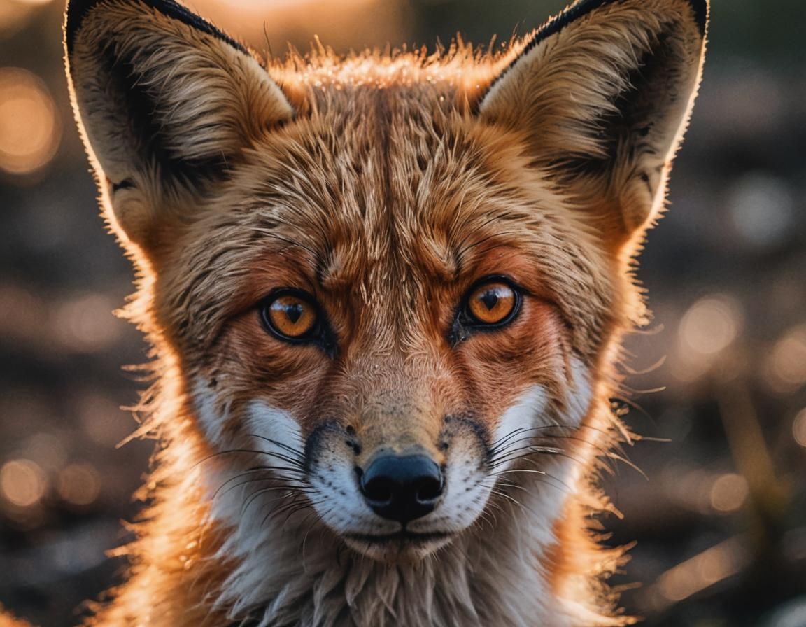 Dramatic Red Fox Portrait at Sunset