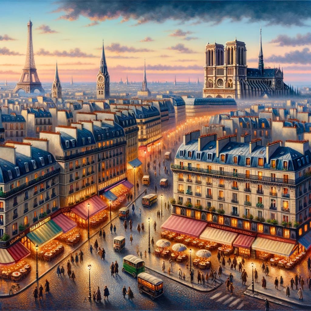 Parisian Nightscape in Late 19th Century Style