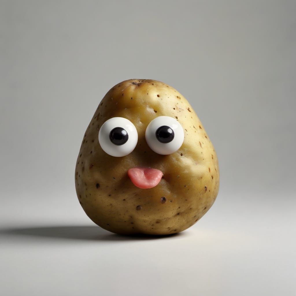 Whimsical Still Life of a Potato with Expressive Features