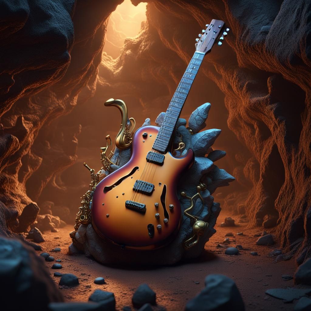 Musical Instruments Perform in Cave: Fantasy Concept Art