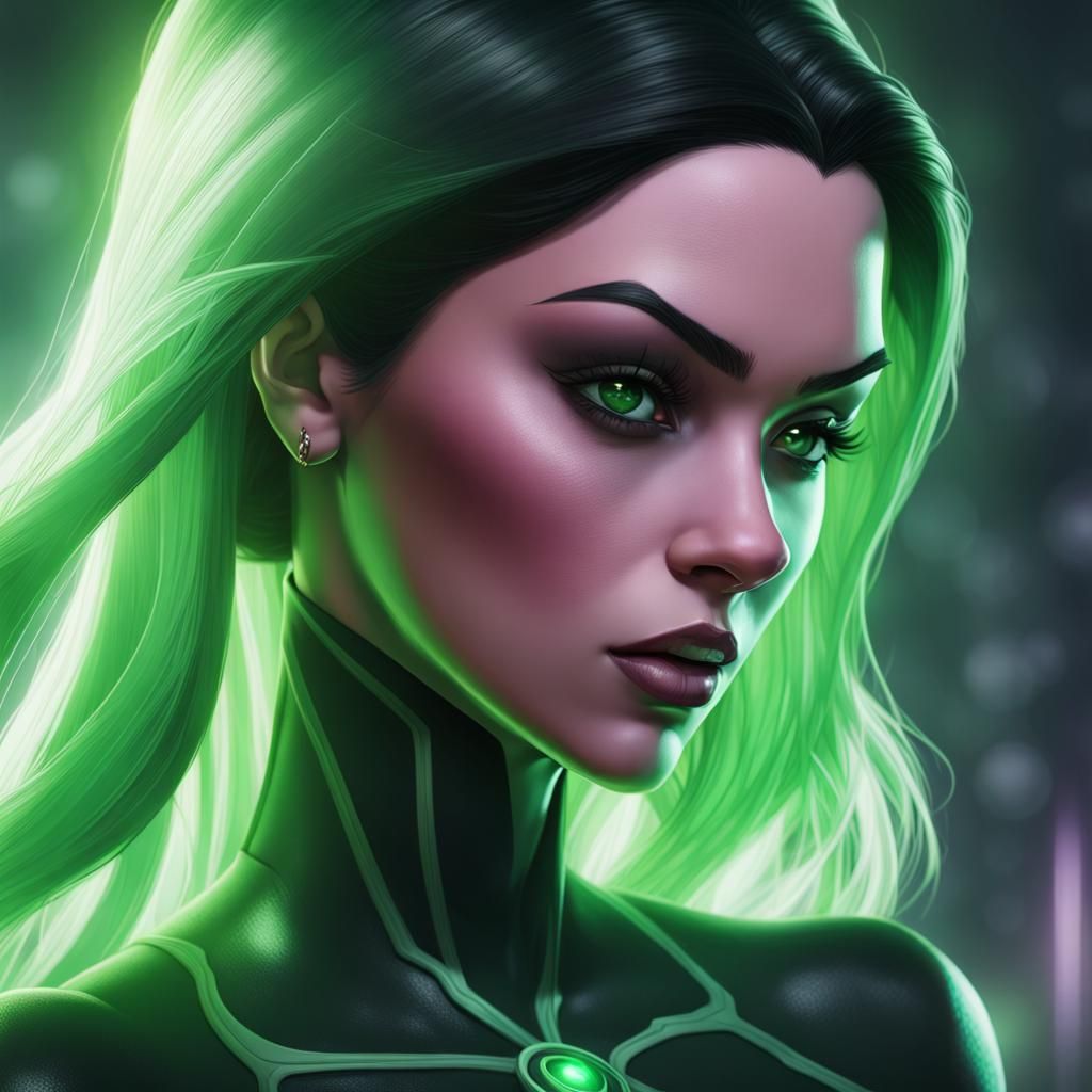 Shego Portrait with Sucker, Hyperdetailed Art