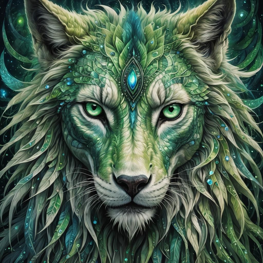 Mystical Creature with Green-Blue Eyes