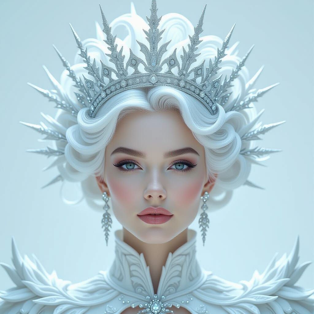 Ice Queen Portrait in Hyper-Realistic Style