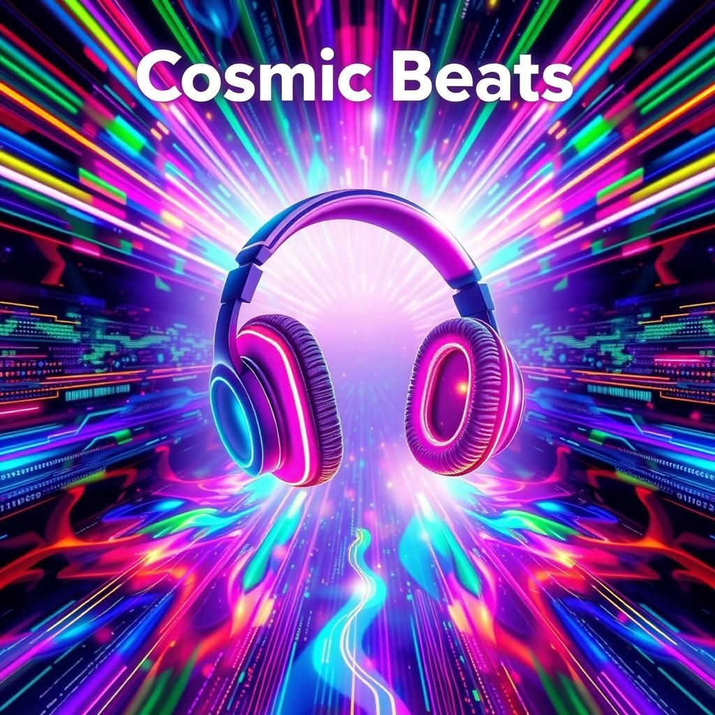 Psychedelic Headphones in a Vibrant Digital Dreamscape