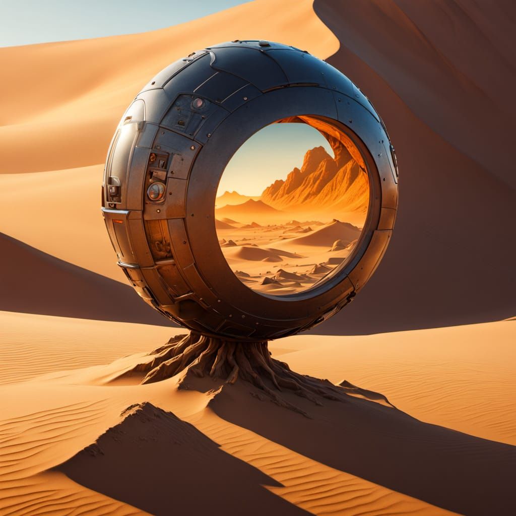 Female Earth Elemental in Desert, Hyperrealistic Digital Art