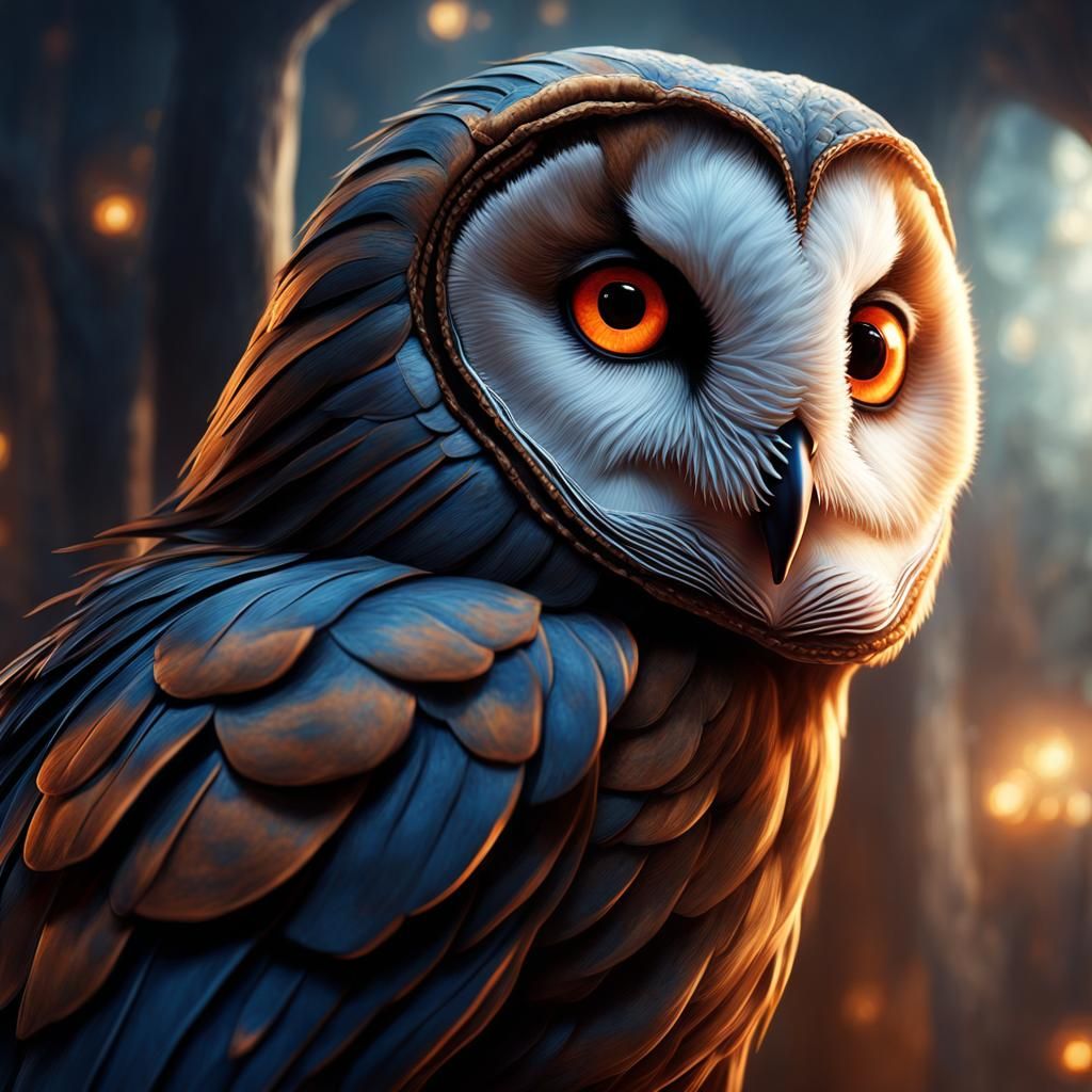 Stolas as Barn Owl in Midnight Blue