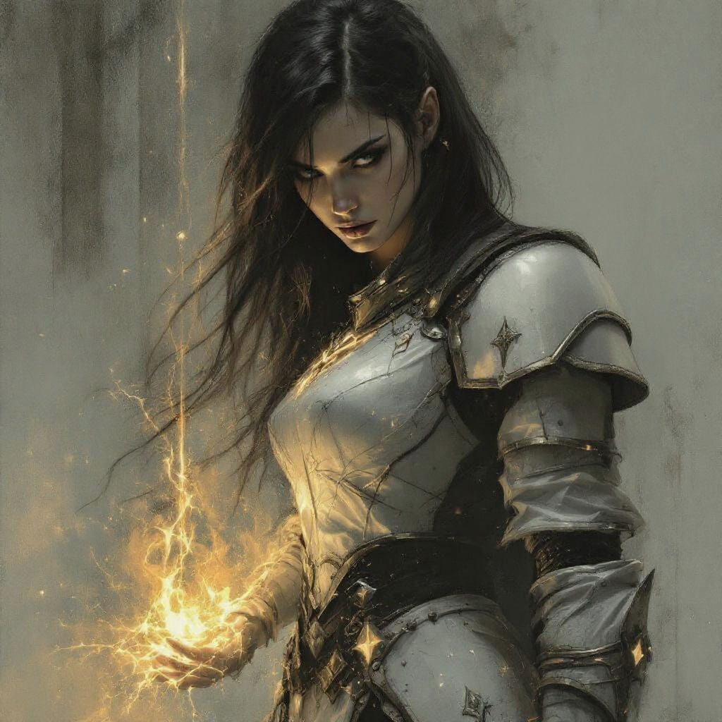 Noble Cleric in White Armor with Golden Aura