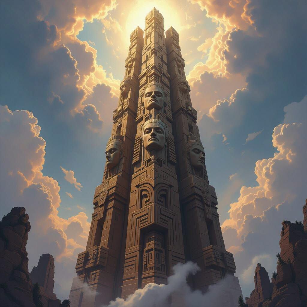Tower of Human Achievement in Epic Fantasy Style