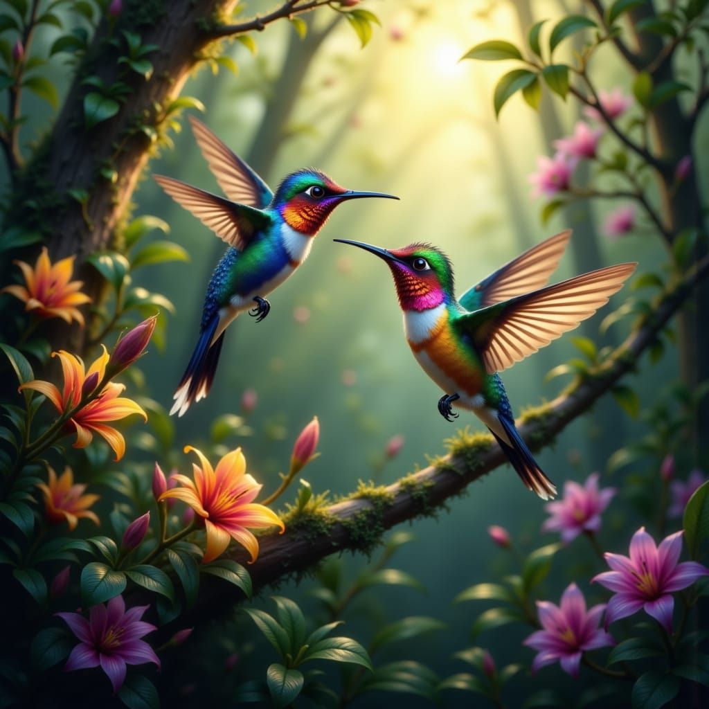 Vibrant Tropical Bird on Jungle Branch