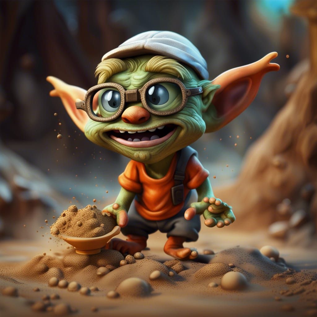 Goblin Modeled After Dale Gribble Throwing Sand
