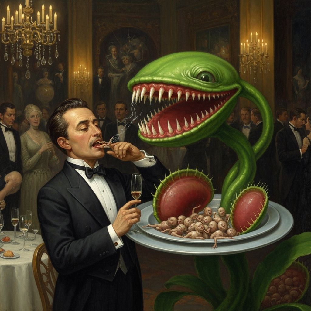 Surrealist Gentleman Dines on Giant Venus Flytrap