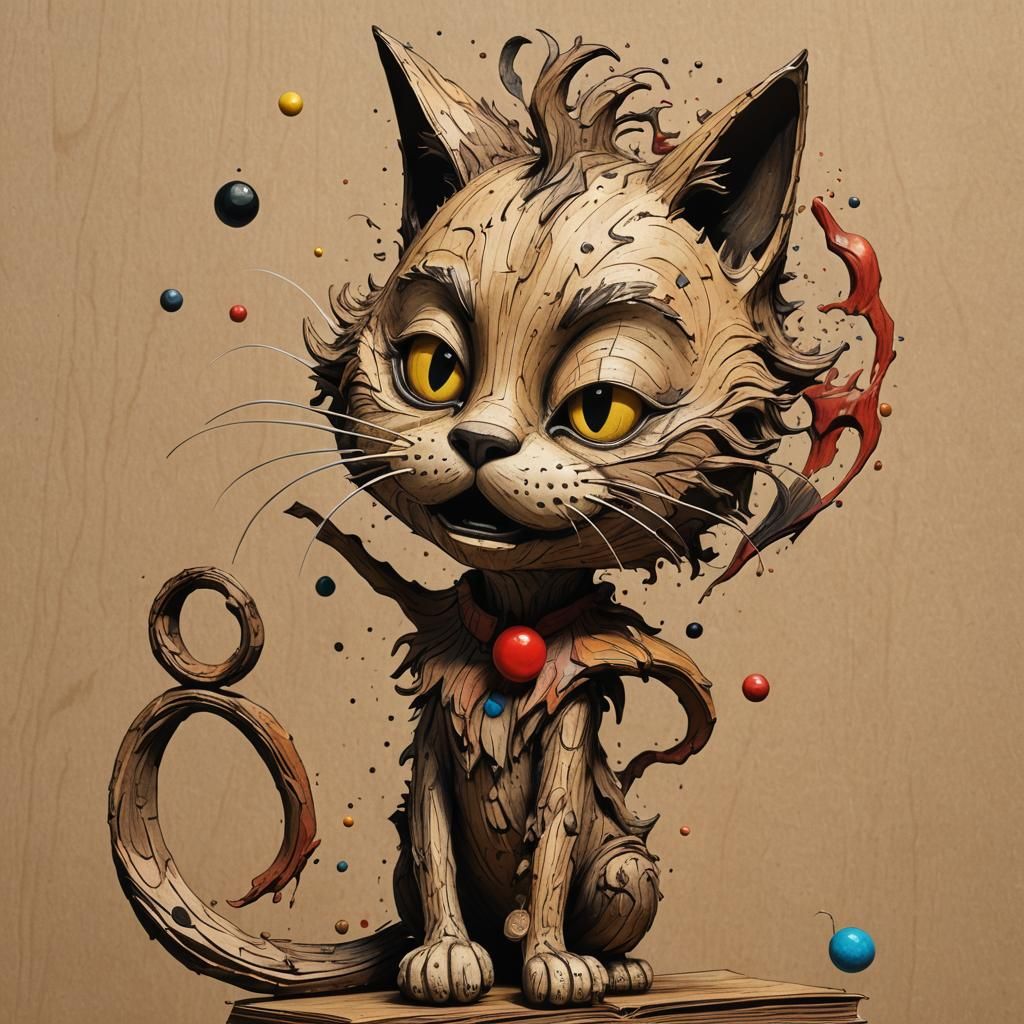 Surreal Bookish Mind and Happy Cat in Splash Art