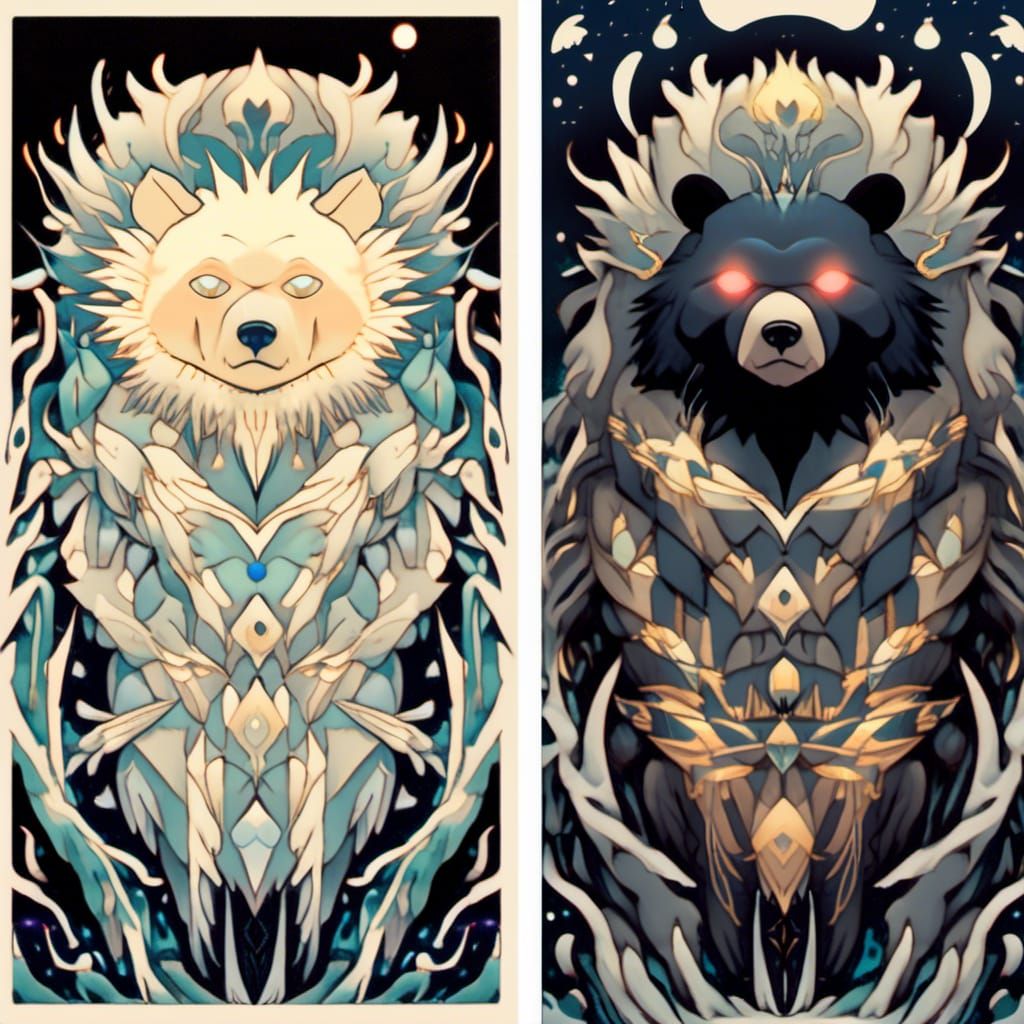 Obese Bear Divided: Light Mage and Shadow Entity