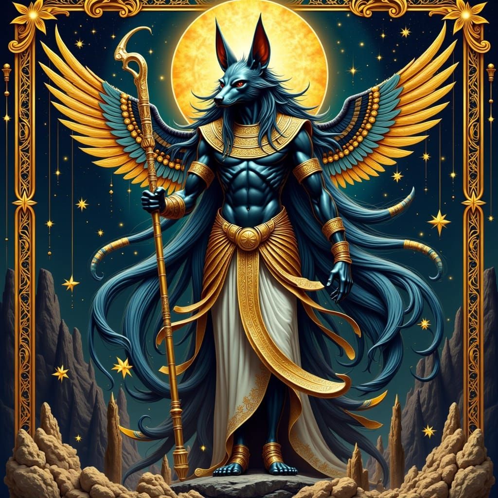 Majestic Egyptian God Anubis Guides Lost Souls Through the U...
