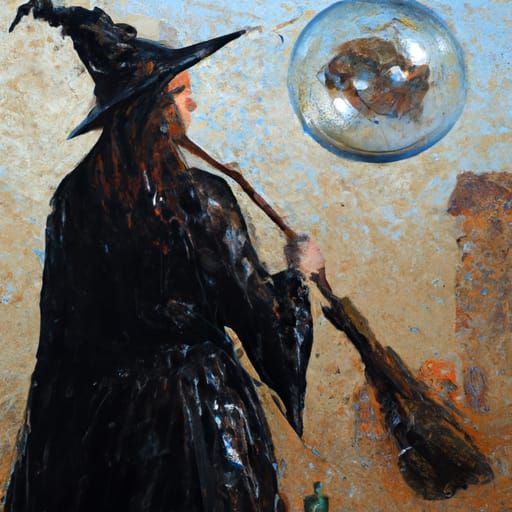 Witch in Bubble: An Oil Painting