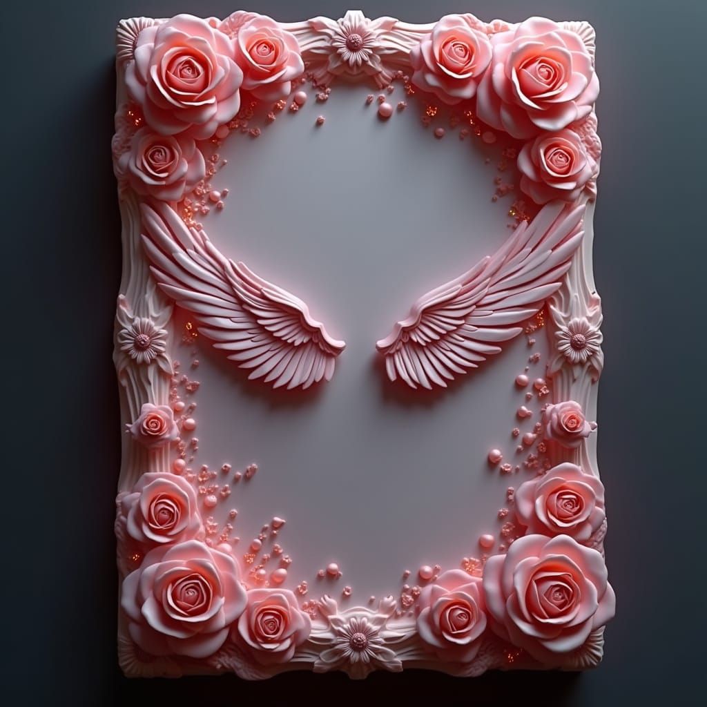 Light Pink Book Cover with Roses and Angel Wings