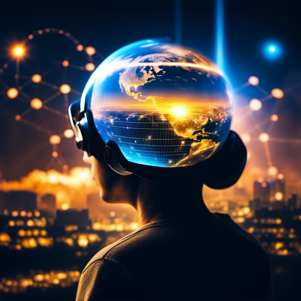 The origin of the Internet, image overlay, double exposure