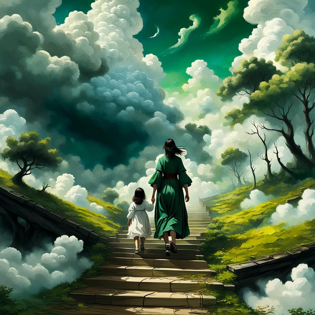 Mother Descends from Heaven: Expressionist Matte Painting