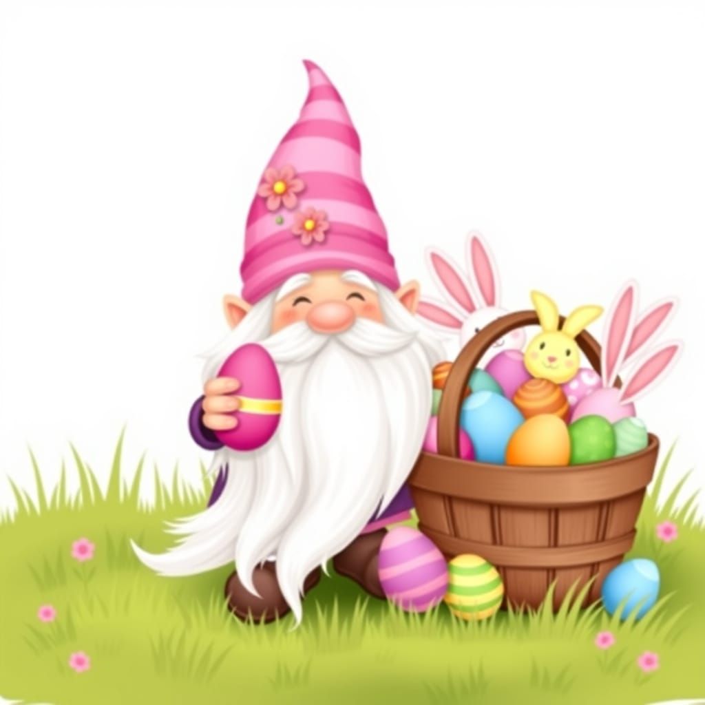 Easter Gnome in Whimsical Cartoon Style