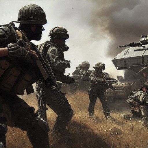 Warzone Scene in Oil Painting Style