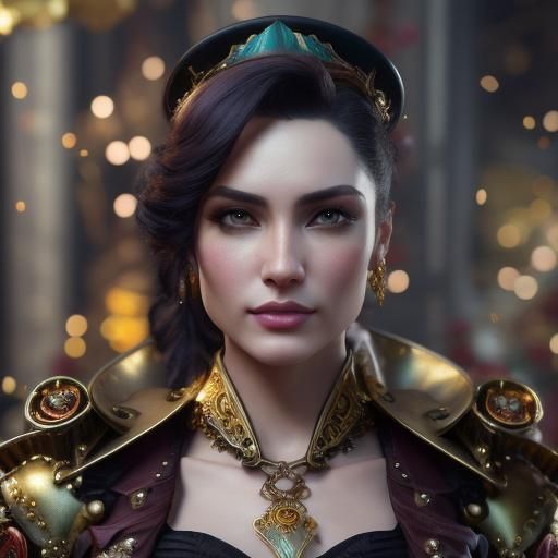 Steampunk Man in Golden Rose Outfit with Admirer