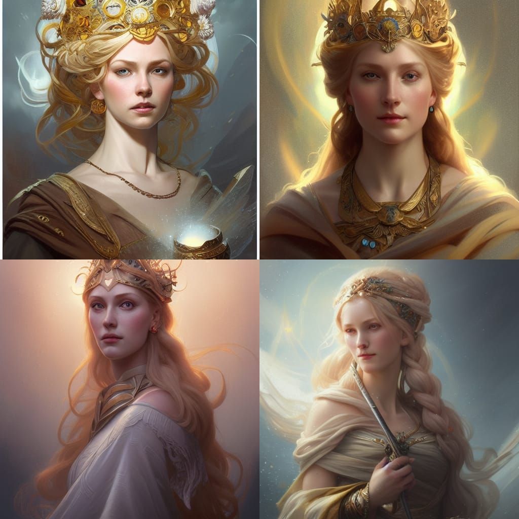 Frigg: Scandinavian Goddess Portrait in Art Nouveau Style