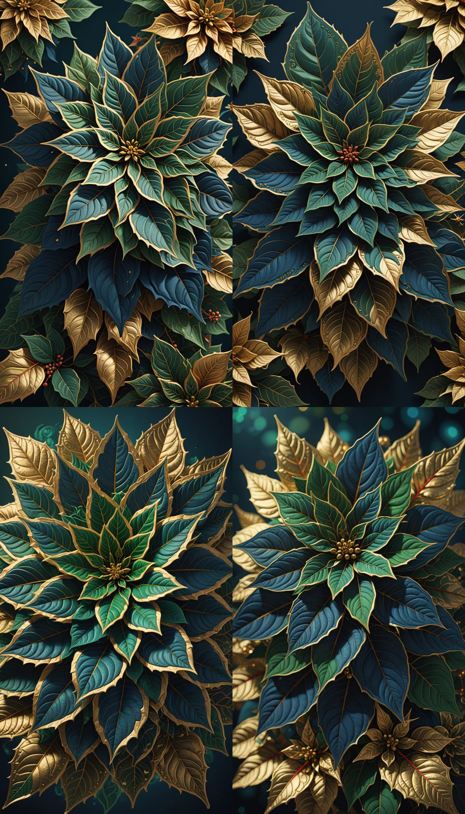 Golden Ratio Hypermaximalist Poinsettia in Volumetric Light