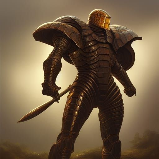 Armored Turtle Knight Portrait in Hyperrealistic Style