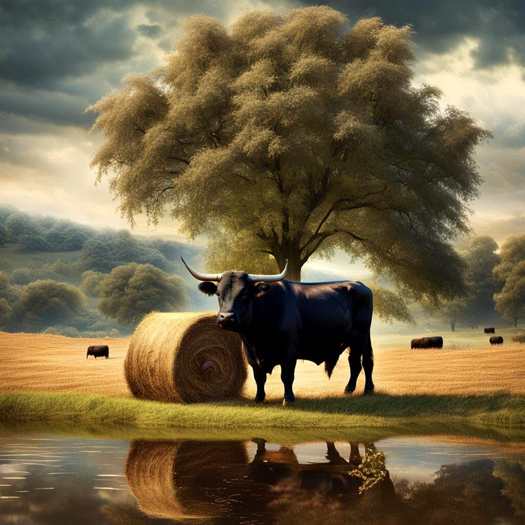 Angus Bull Feast: A Cinematic Digital Painting