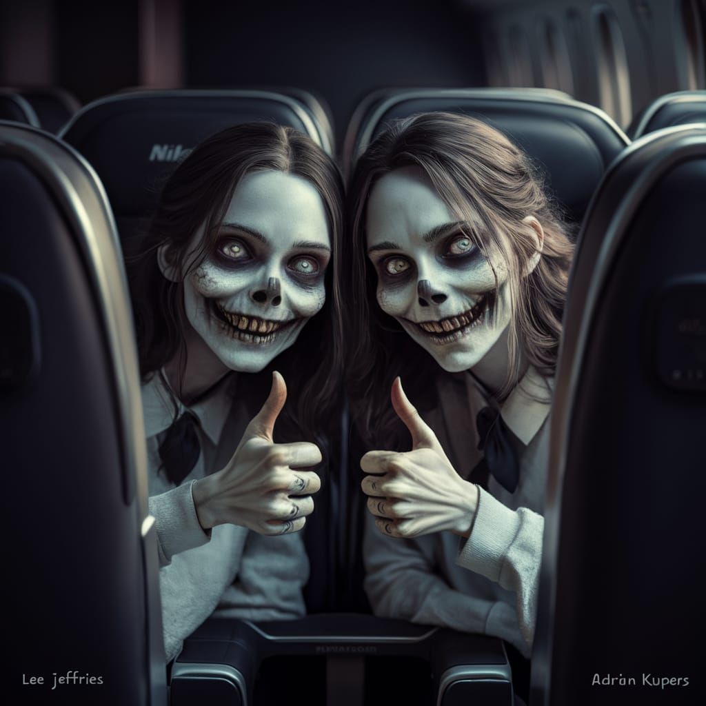 Eerie Ghouls Give Thumbs Up in First Class